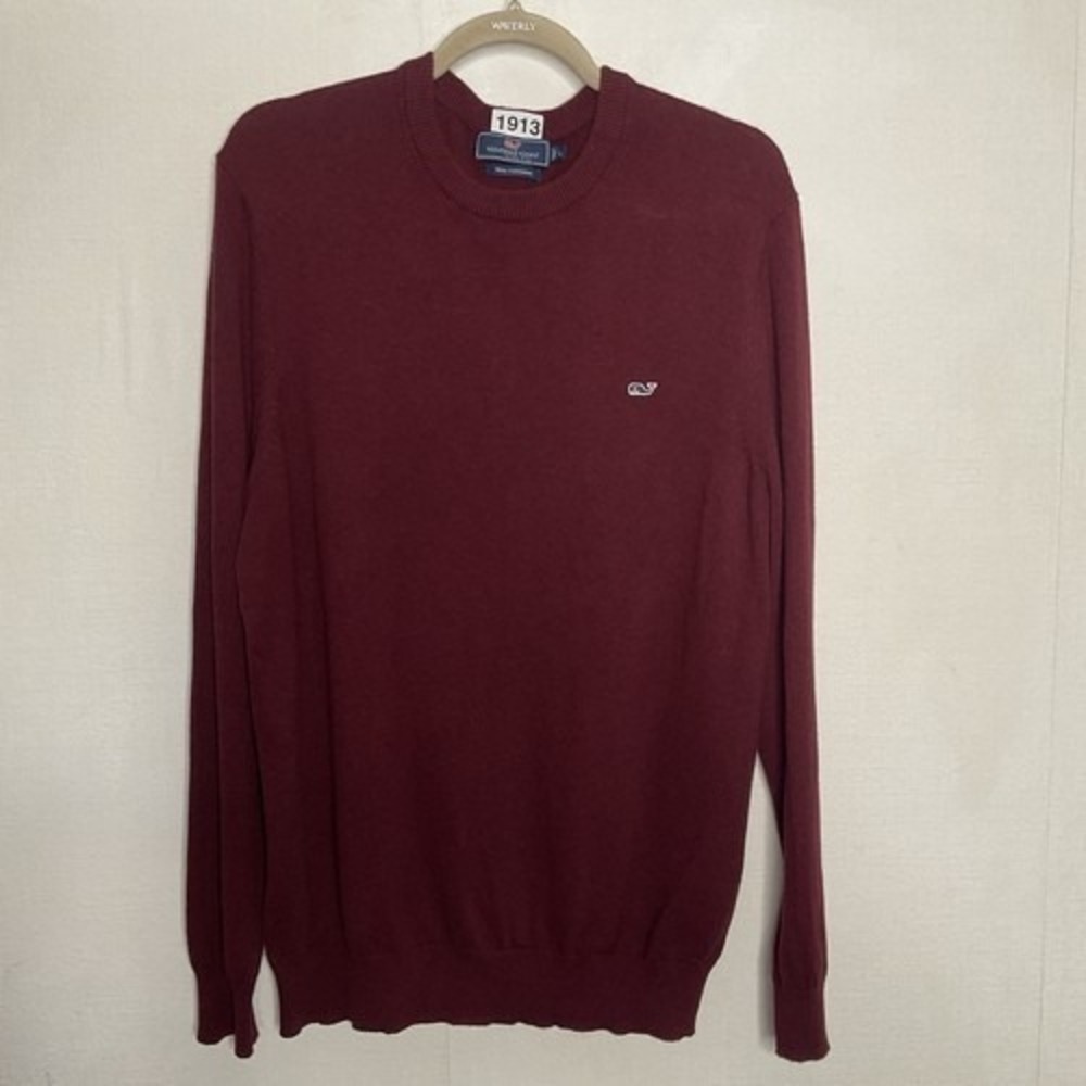 Vineyard Vines Maroon CrewNeck Sweater Pullover Men Large China Cotton/Cashmere